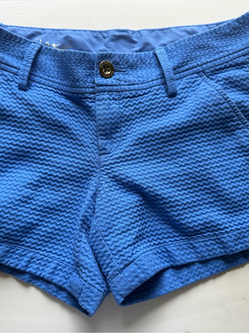 Lilly Pulitzer Royal Blue Textured High-Waist Shorts